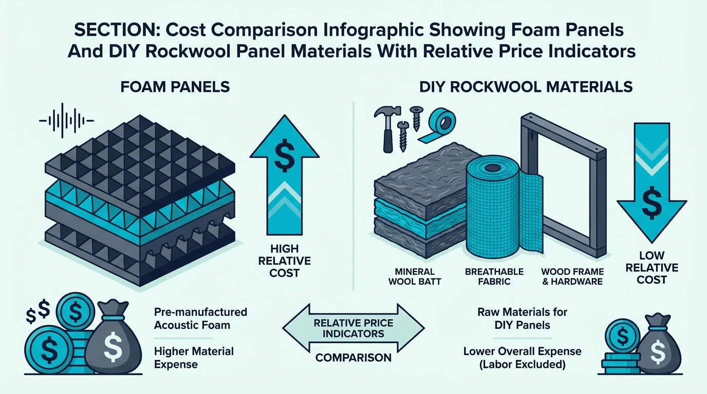 Cost comparison of foam panels and DIY Rockwool panel materials