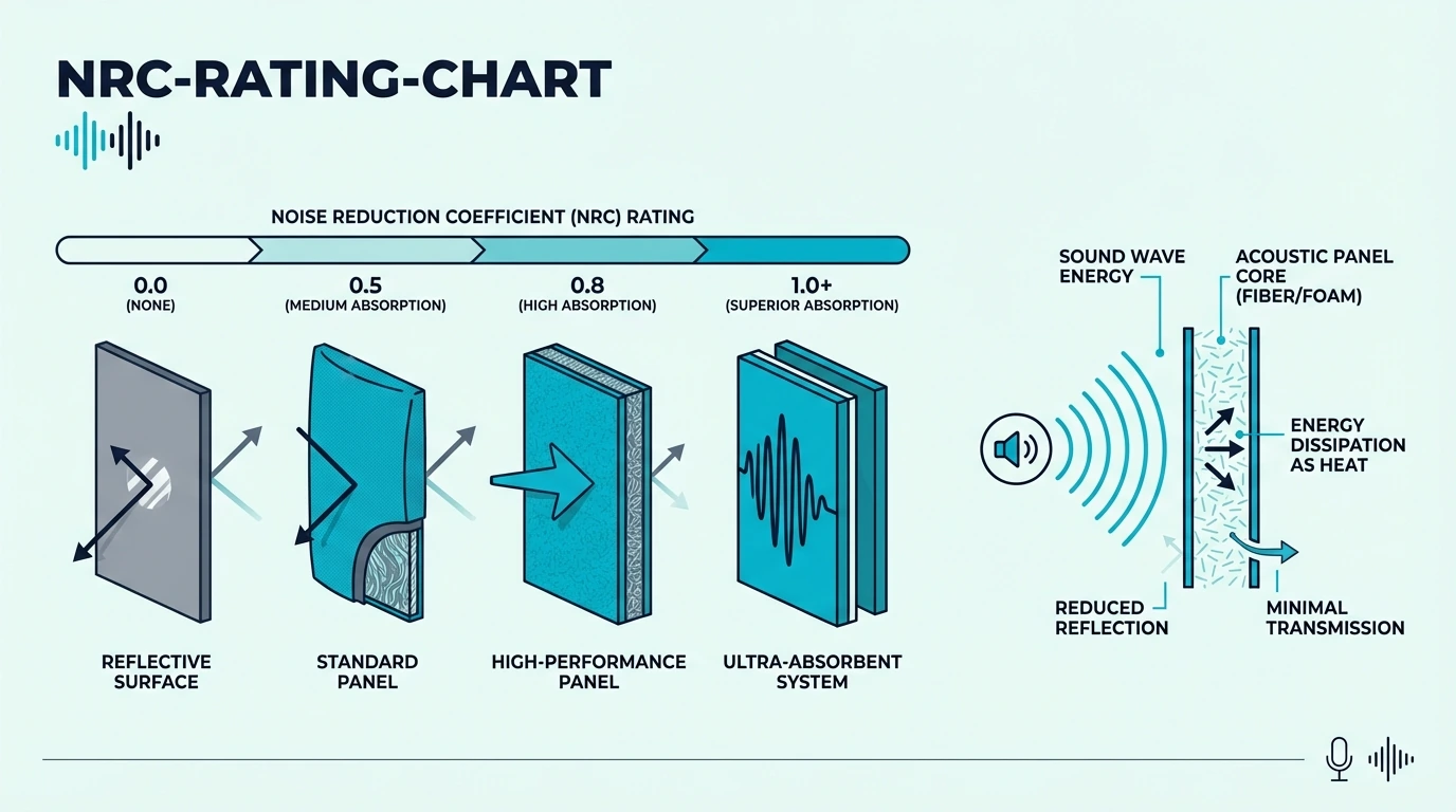 NRC rating chart for acoustic panel absorption performance