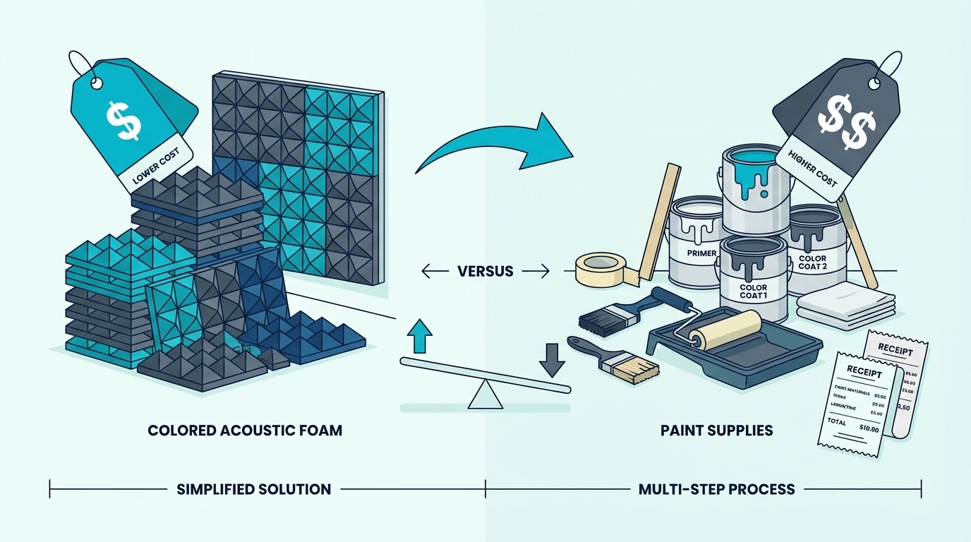 Cost comparison between colored acoustic foam and painting supplies
