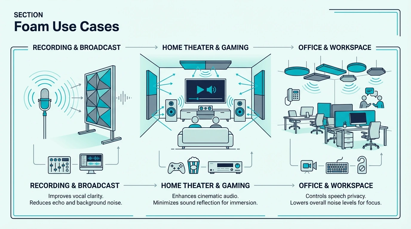 Common use cases where acoustic foam works well