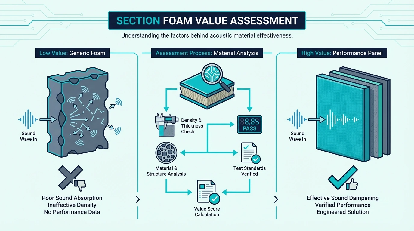 Value assessment for when acoustic foam is worth using