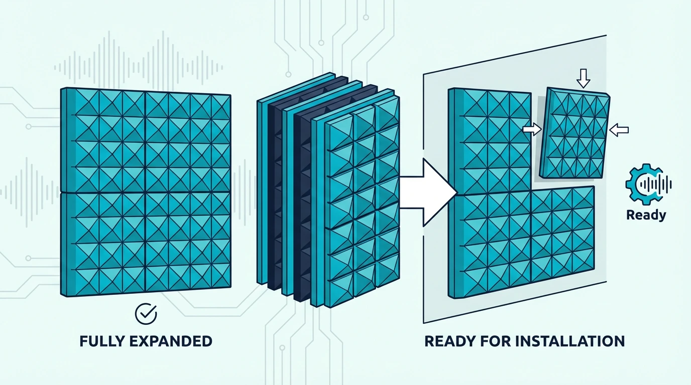 Fully expanded acoustic foam ready for installation
