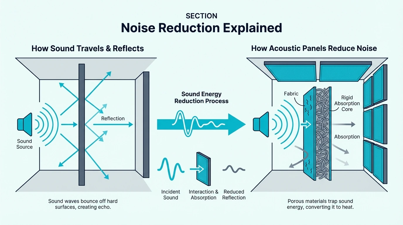 Explanation of noise reduction from acoustic foam