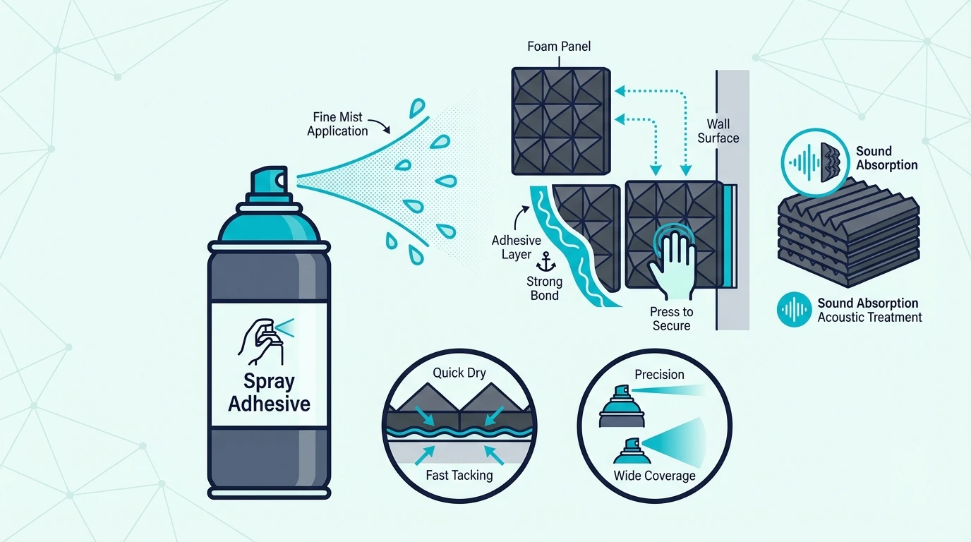 Spray adhesive options for mounting acoustic foam (strong permanent hold)