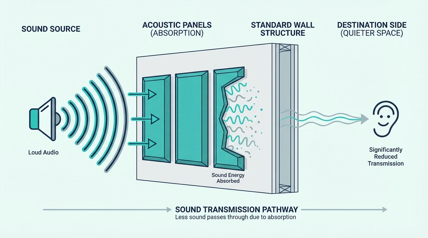 Sound transmission through walls diagram for do acoustic panels keep sound in
