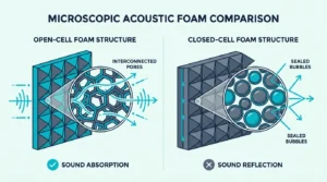 Microscopic comparison of open-cell vs closed-cell foam structure