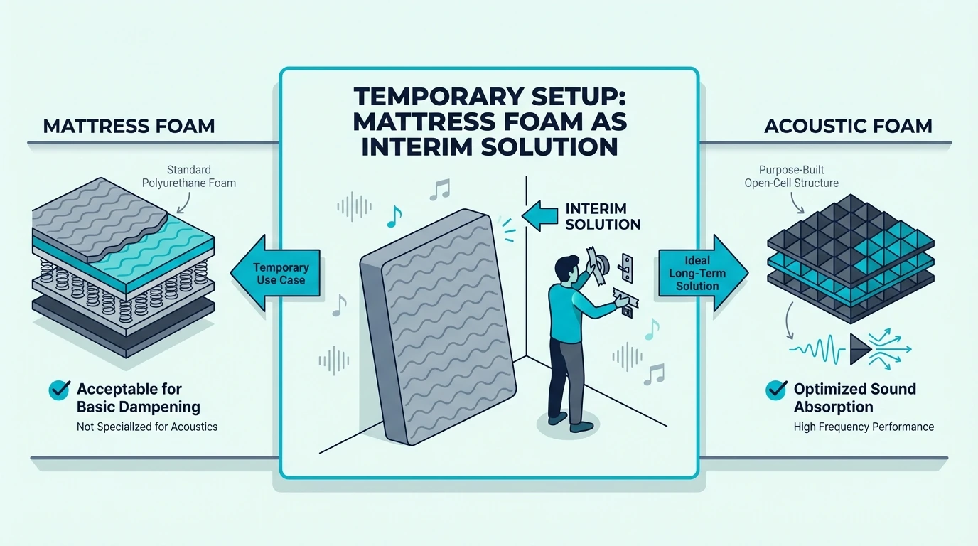 Acceptable temporary setup using mattress foam as interim solution