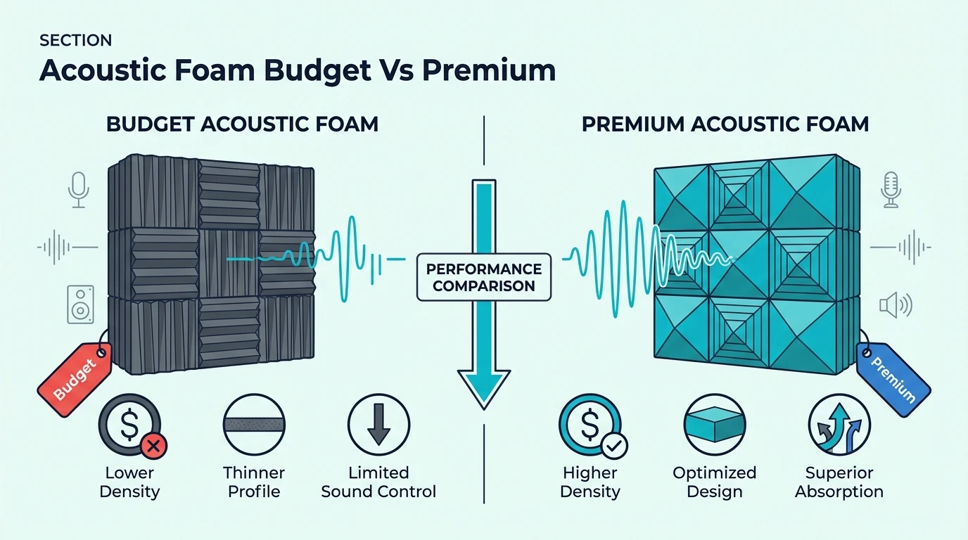 Budget versus premium acoustic foam comparison