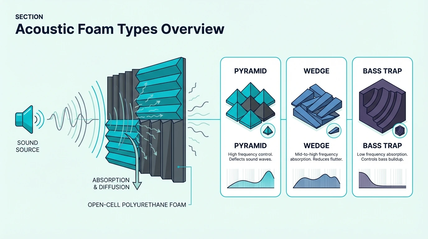 Overview of common acoustic foam types