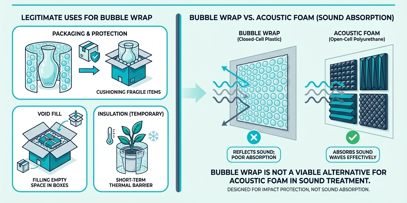 Legitimate uses for bubble wrap outside acoustic treatment
