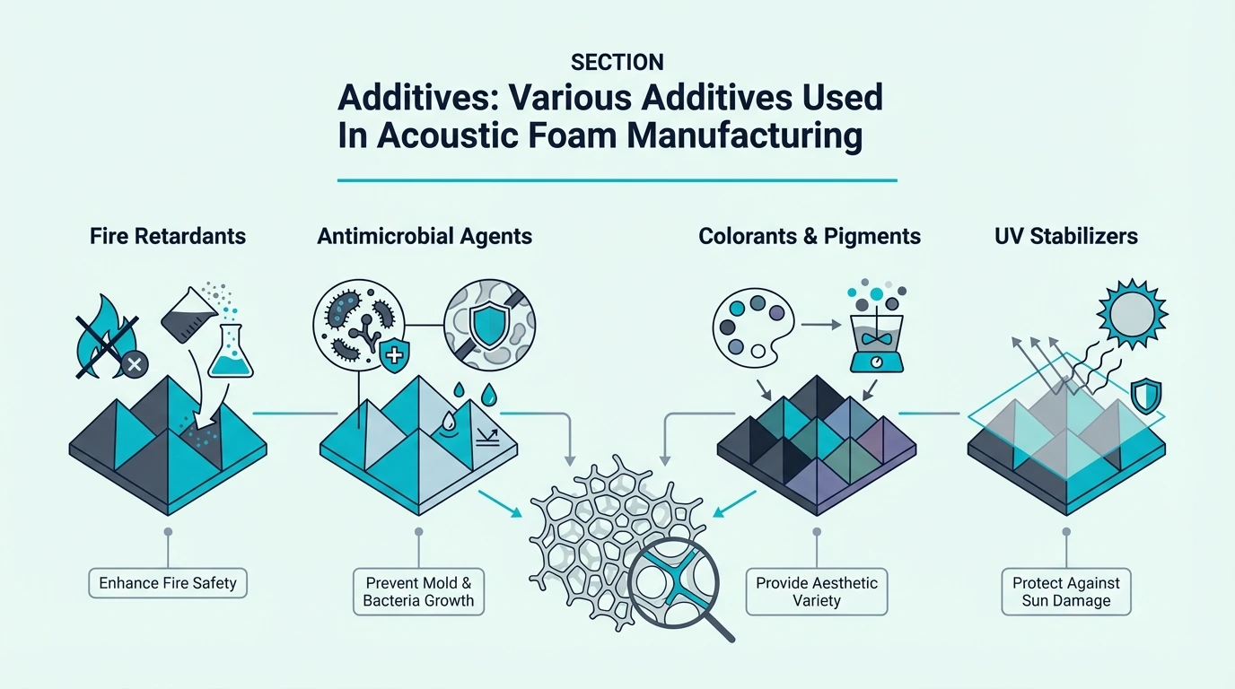 Additives used in acoustic foam manufacturing
