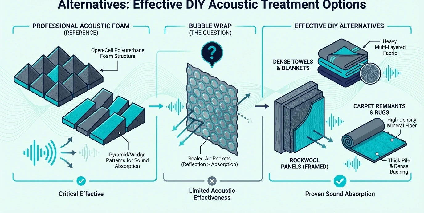 Effective DIY acoustic treatment alternatives to bubble wrap
