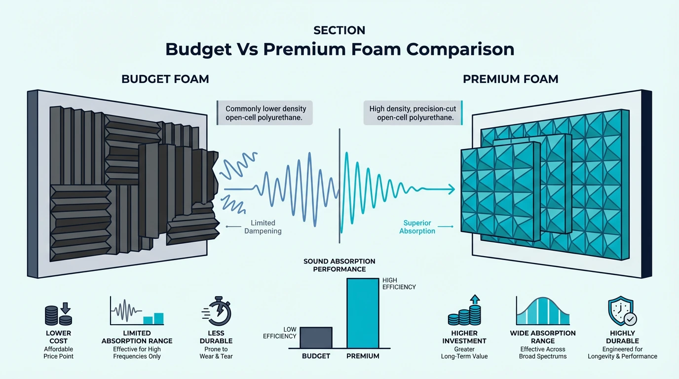 Budget versus premium acoustic foam comparison