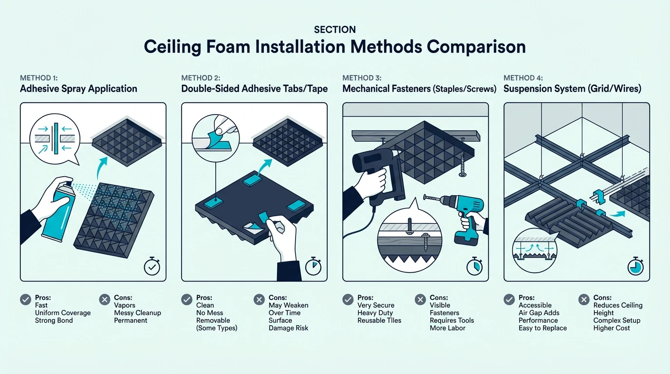 Ceiling foam installation methods comparison