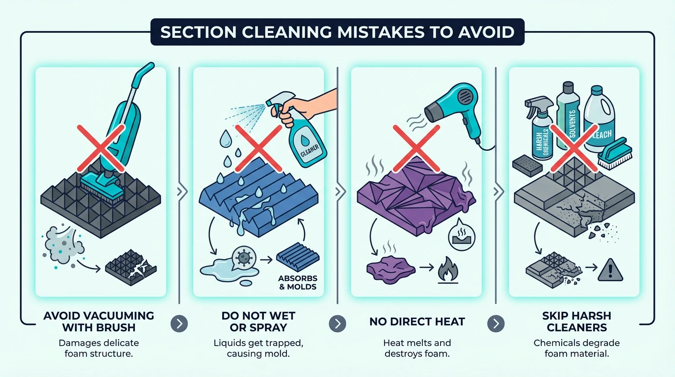 Acoustic foam cleaning mistakes to avoid