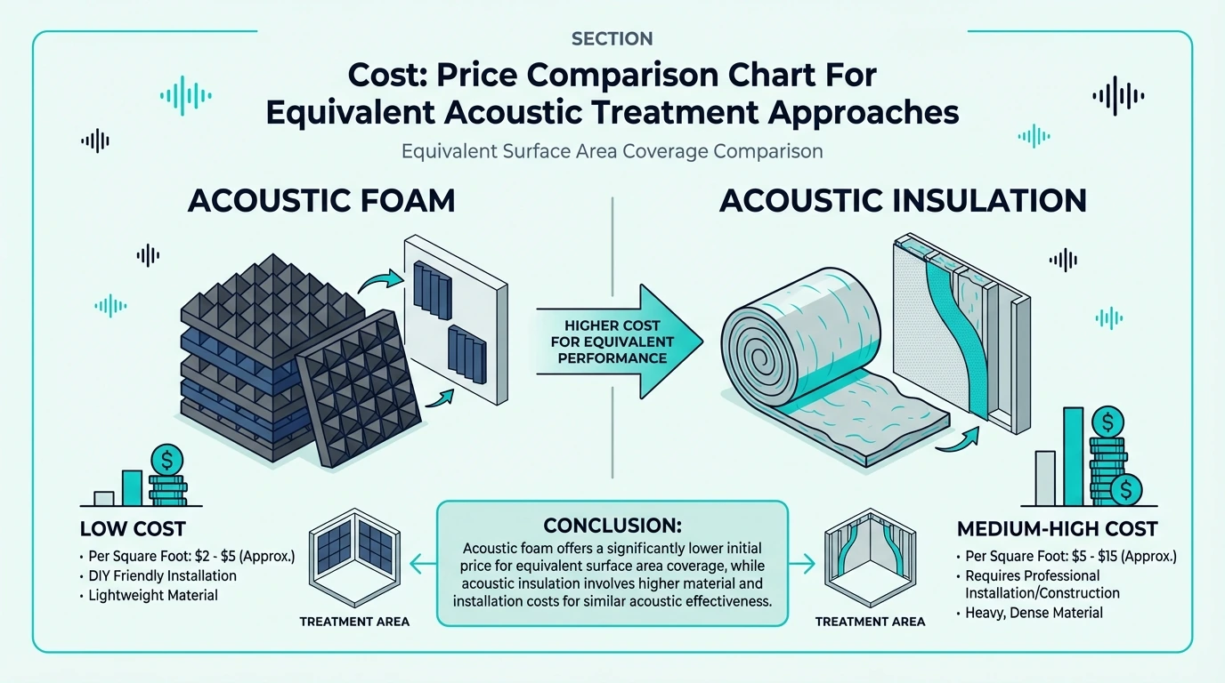 Cost price comparison chart for equivalent acoustic treatment approaches
