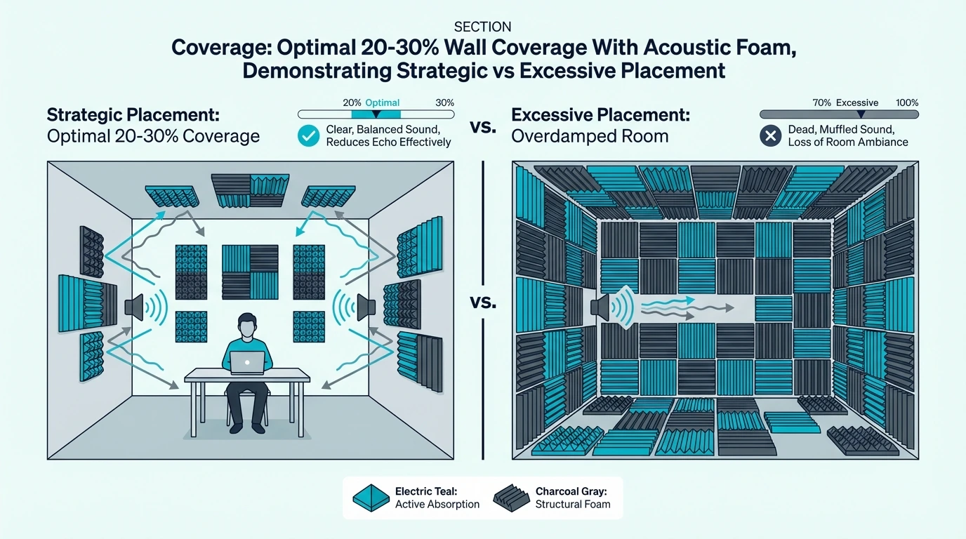 Room showing 20 to 30 percent foam coverage with strategic panel placement