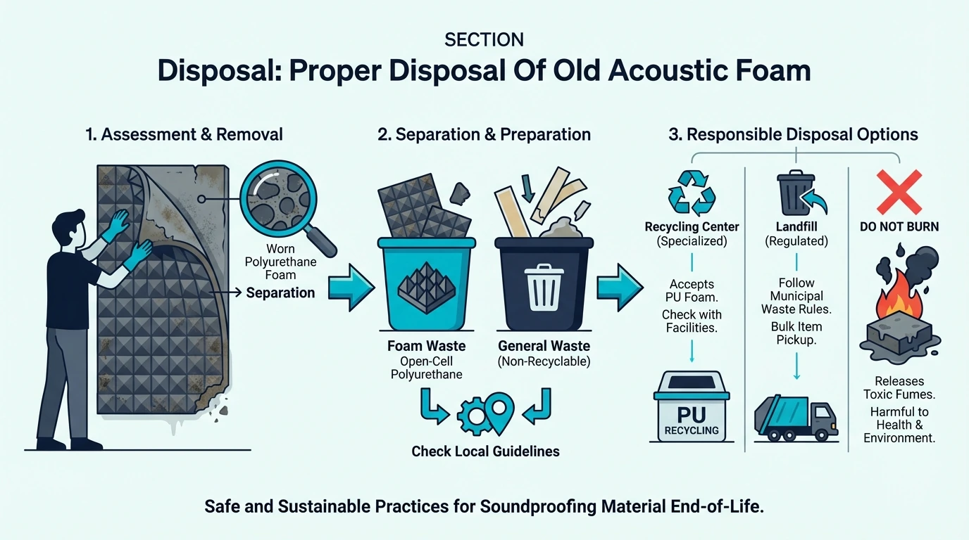 Proper disposal method for old acoustic foam