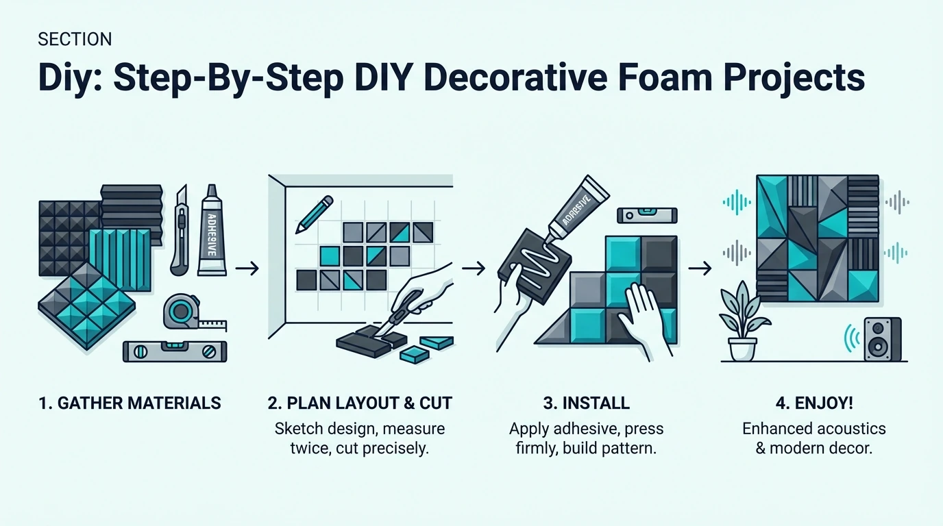 Step-by-step DIY decorative acoustic foam projects