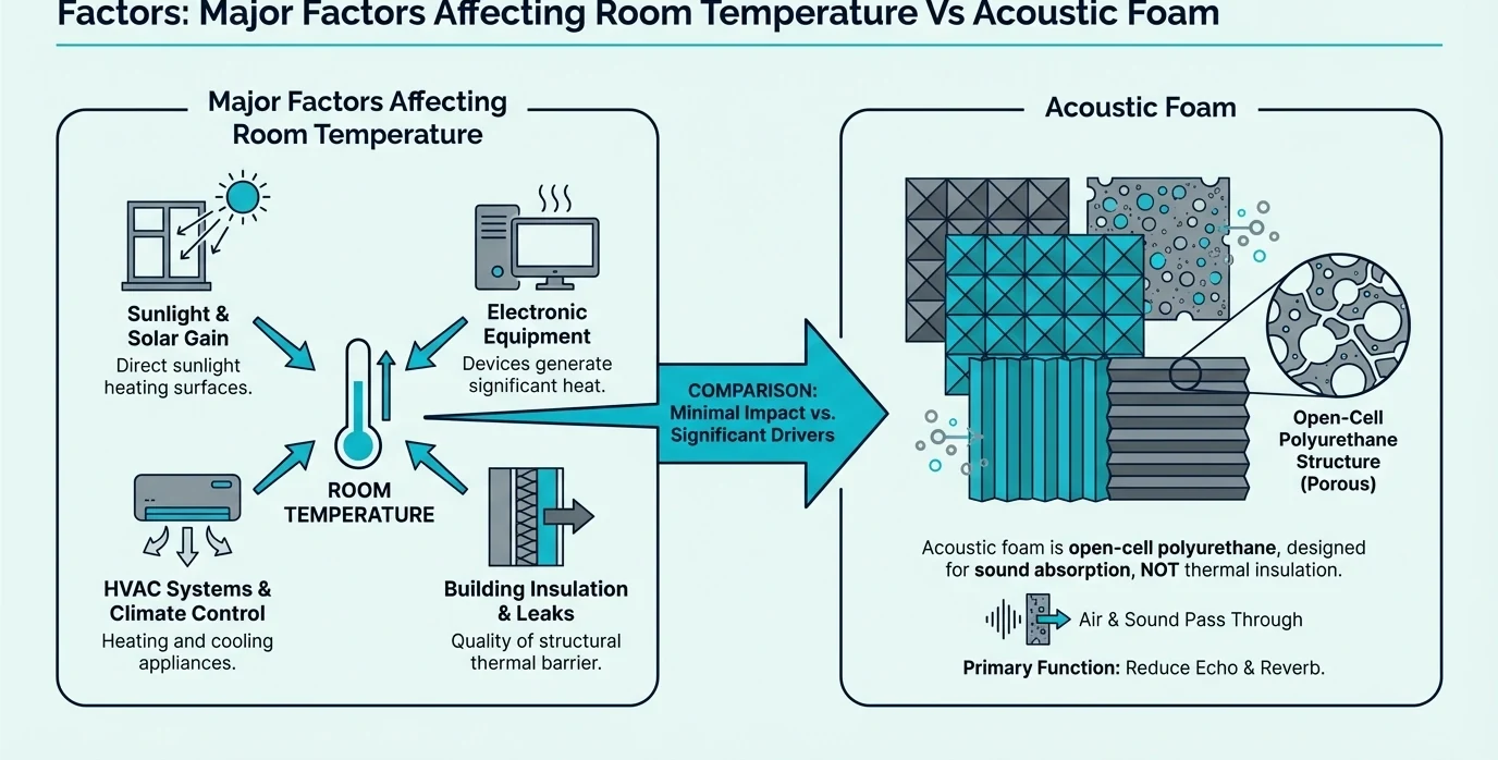 Major room temperature factors compared with acoustic foam