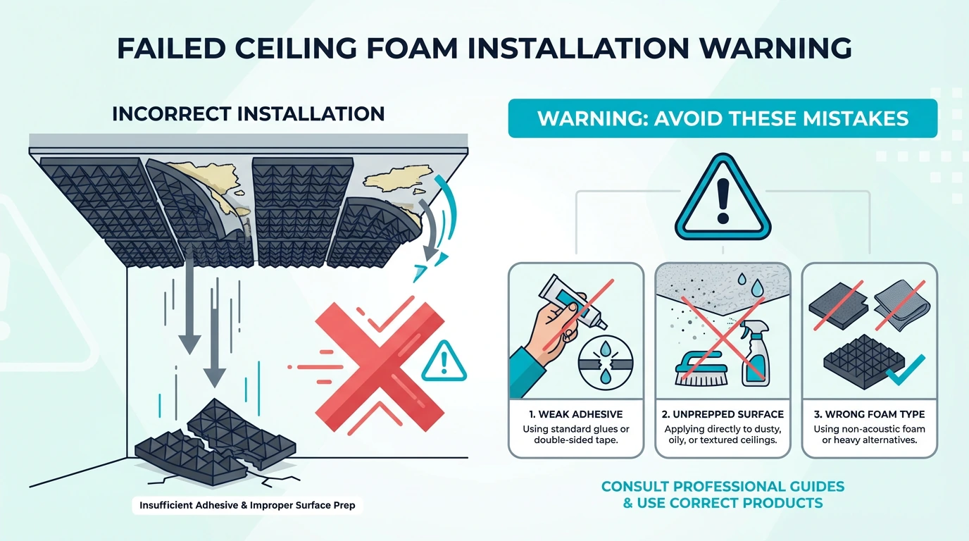 Failed ceiling foam installation warning