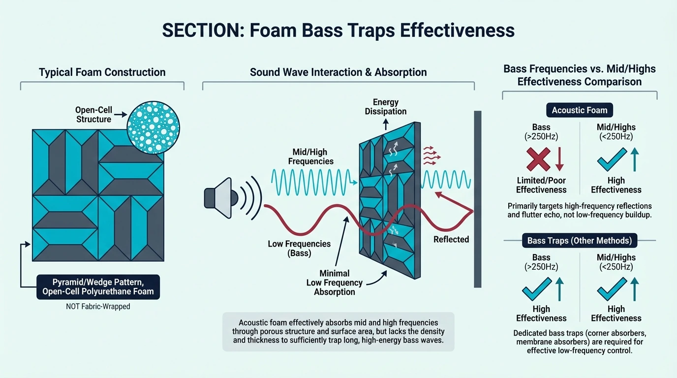 Effectiveness of foam compared with real bass traps