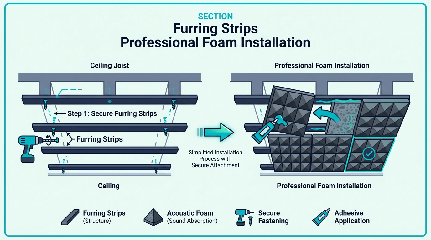 Furring strips professional foam installation