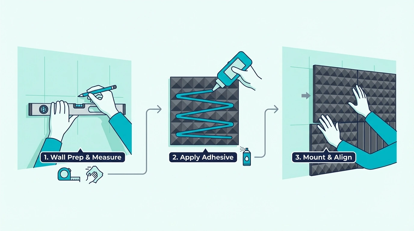 Acoustic foam panel installation methods