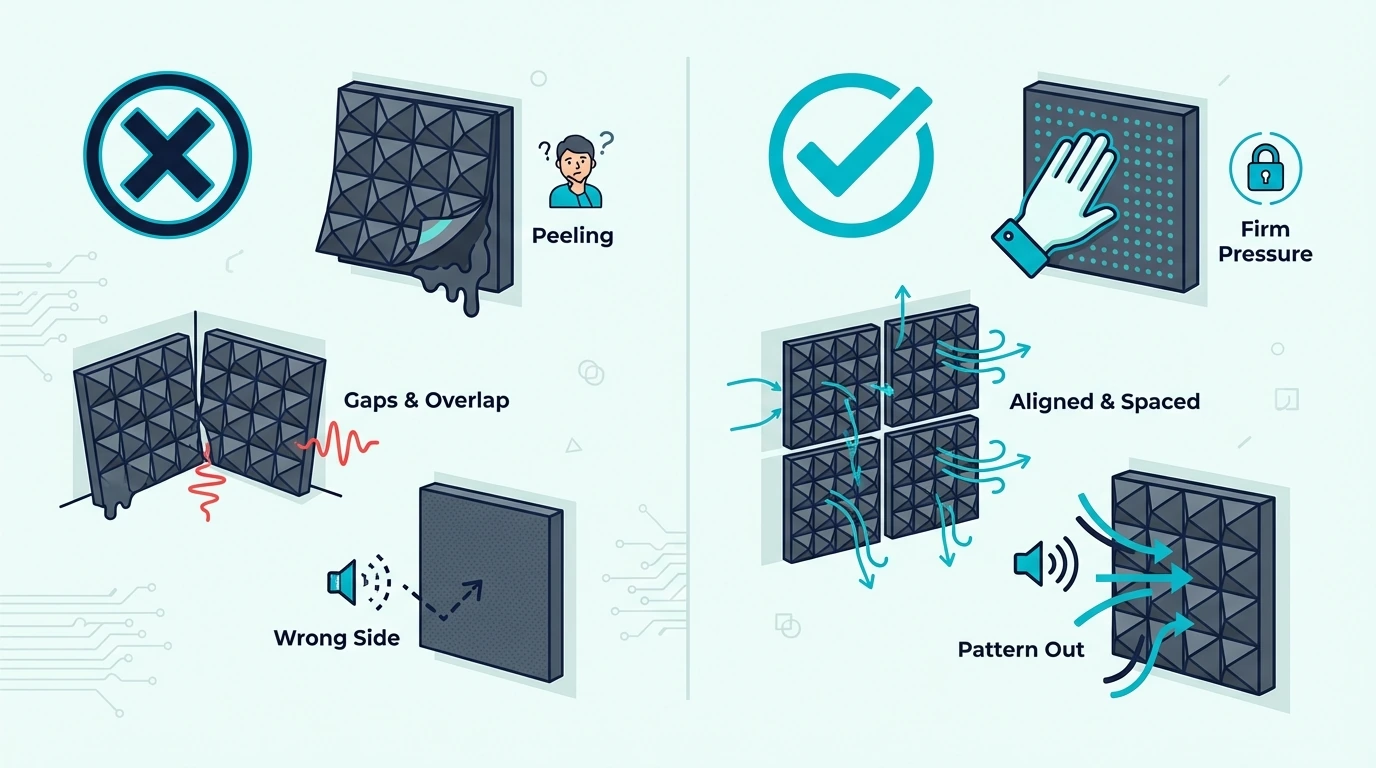 Common Auralex installation errors compared with correct techniques