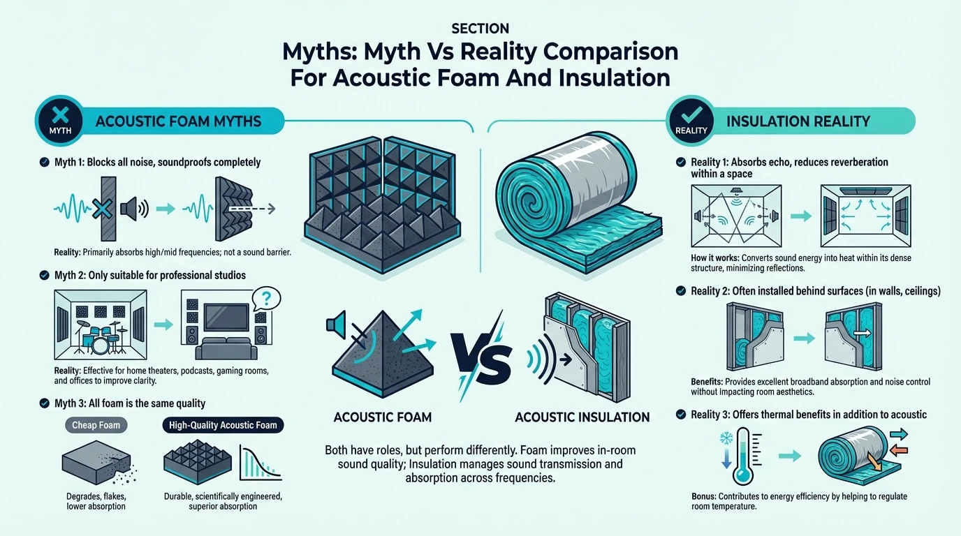 Myths myth vs reality comparison for acoustic foam and insulation