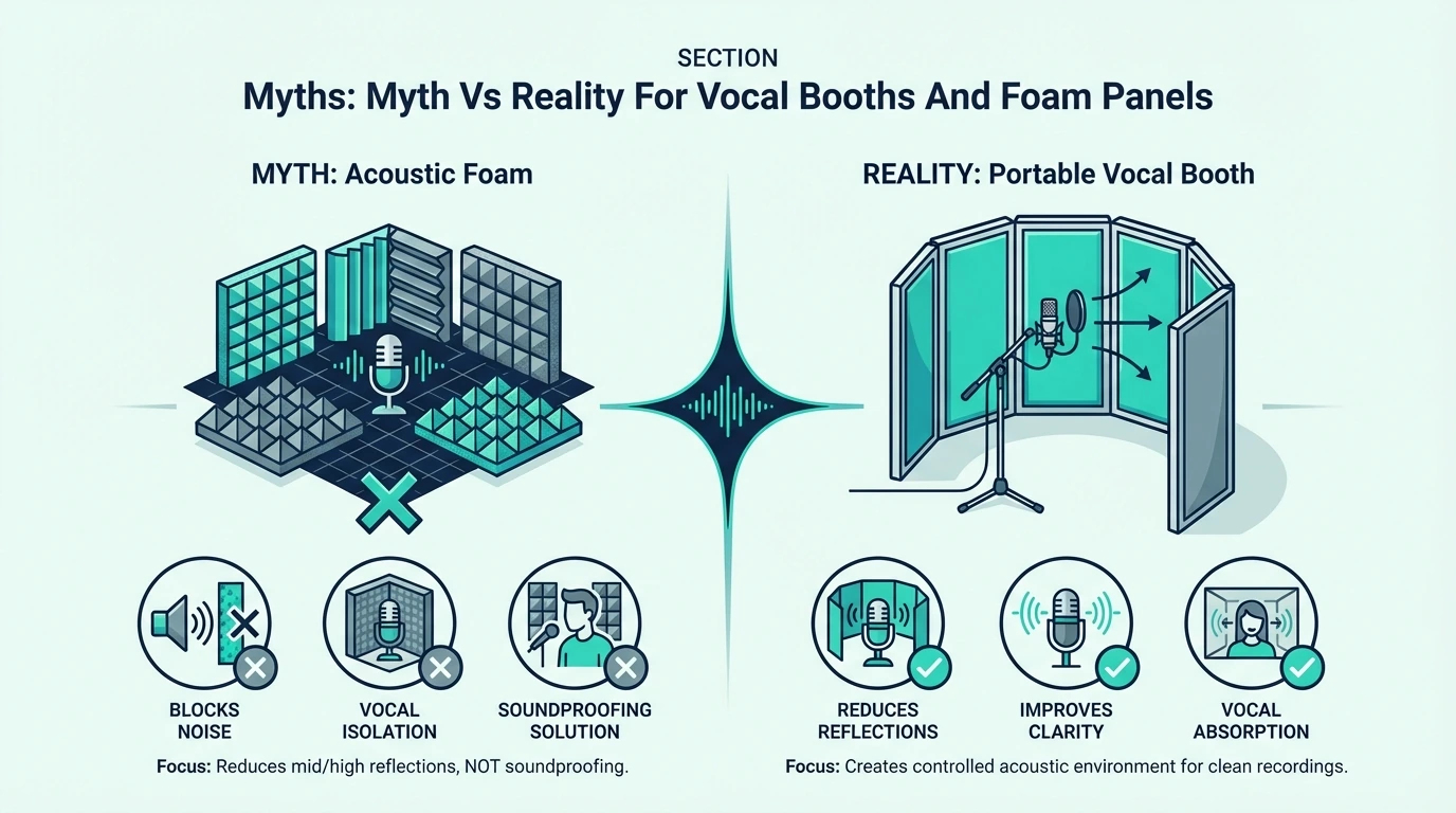 Myth versus reality comparison for vocal booths and foam panels