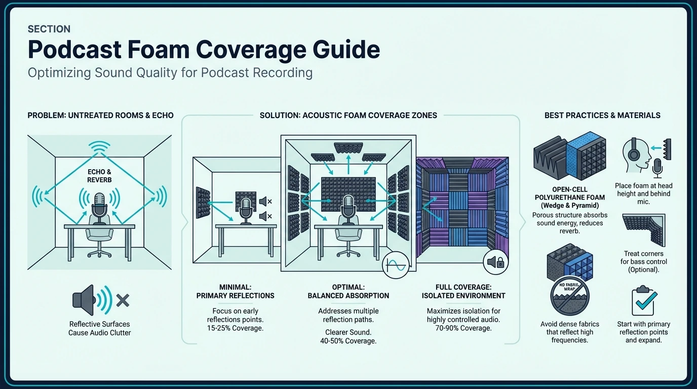 Coverage guide for podcast room acoustic foam