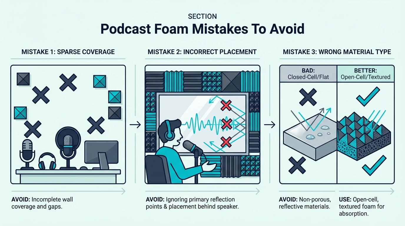 Podcast acoustic foam mistakes to avoid