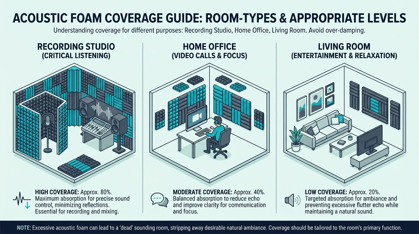 Coverage levels for a studio, home office, and living room