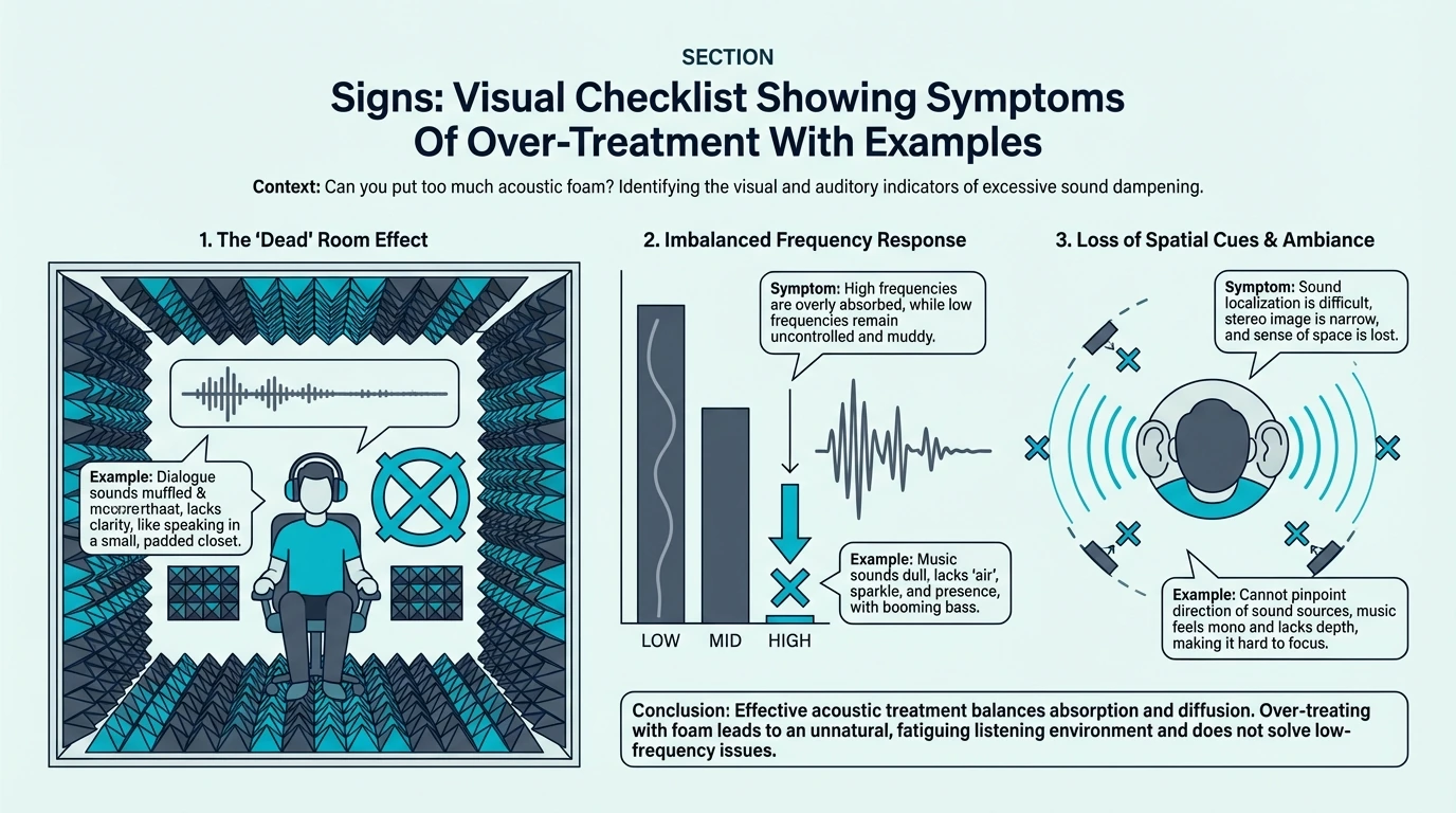 Checklist of symptoms caused by acoustic over-treatment