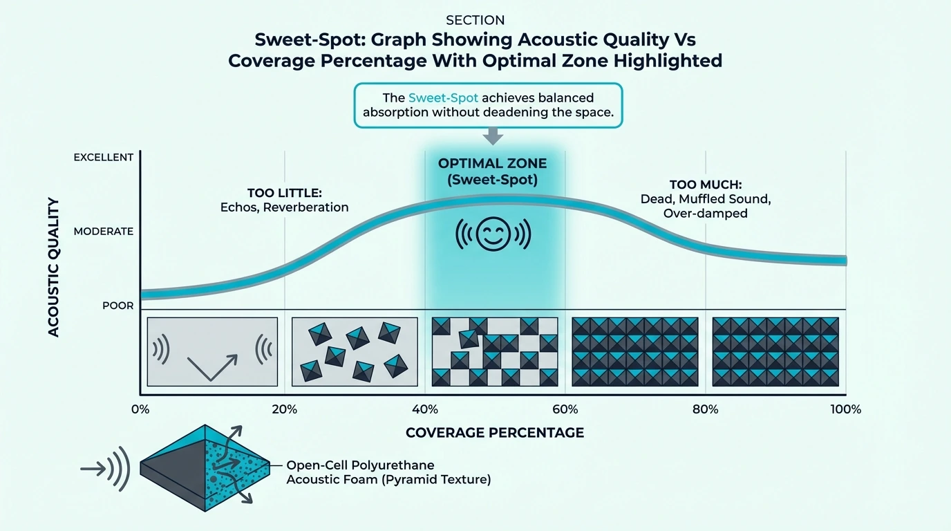 Graph showing the optimal acoustic foam coverage sweet spot