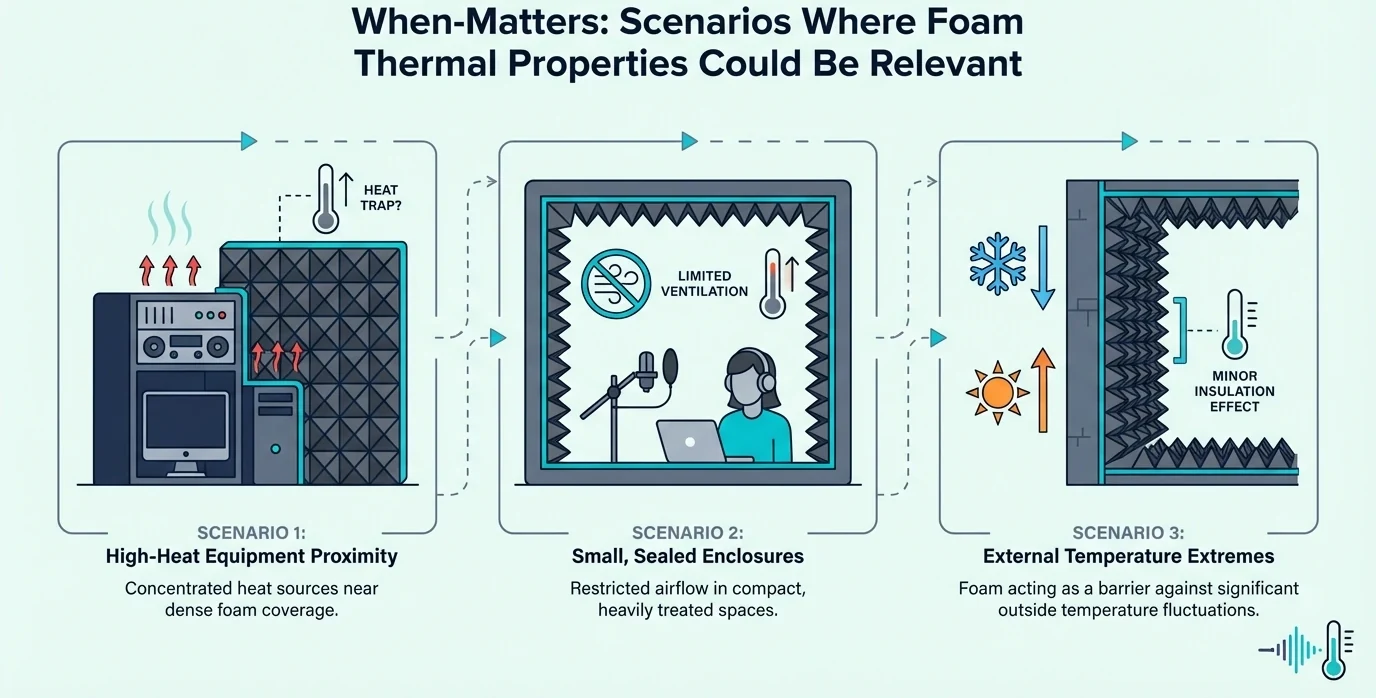 Scenarios where acoustic foam thermal properties may matter