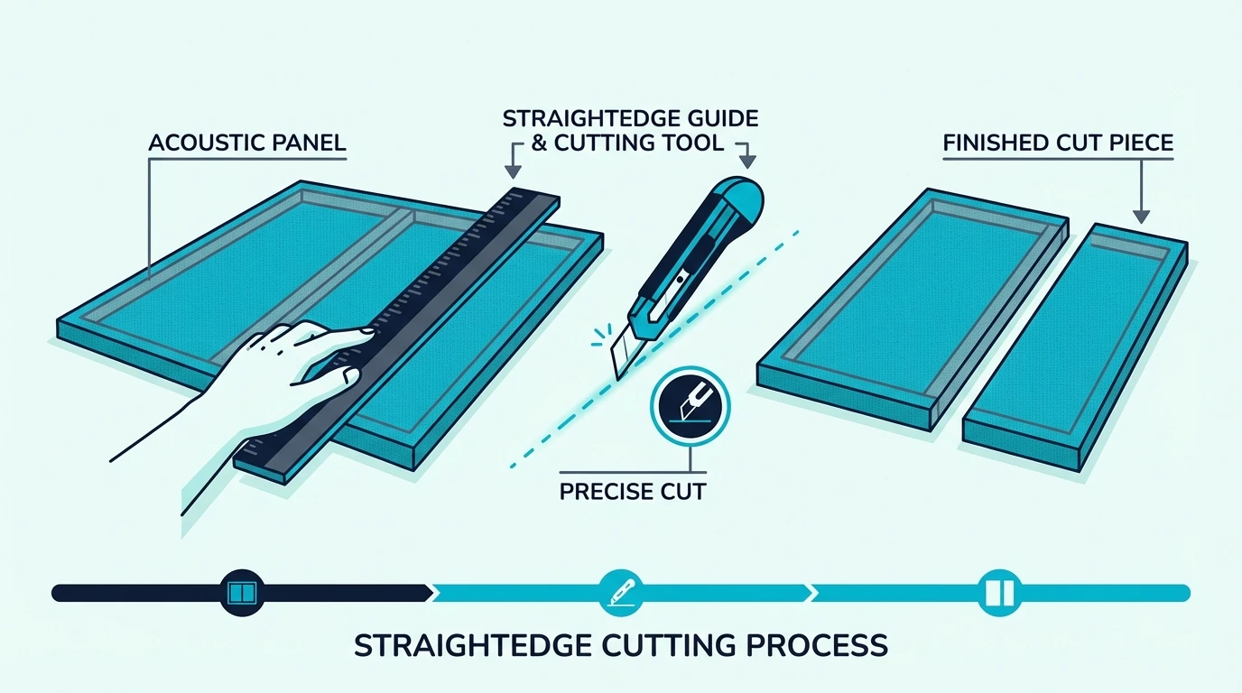 Cutting acoustic panels with a straightedge