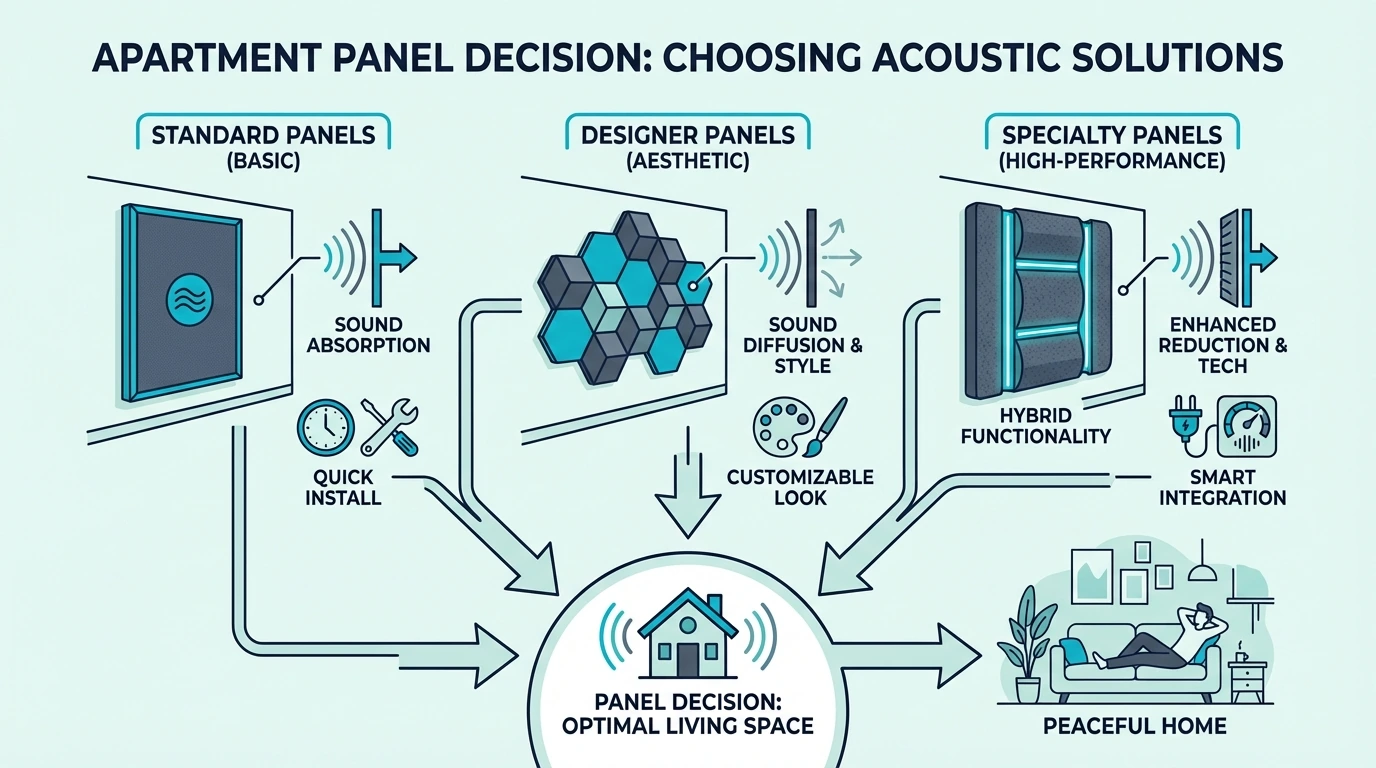 Decision guide for using acoustic panels in an apartment