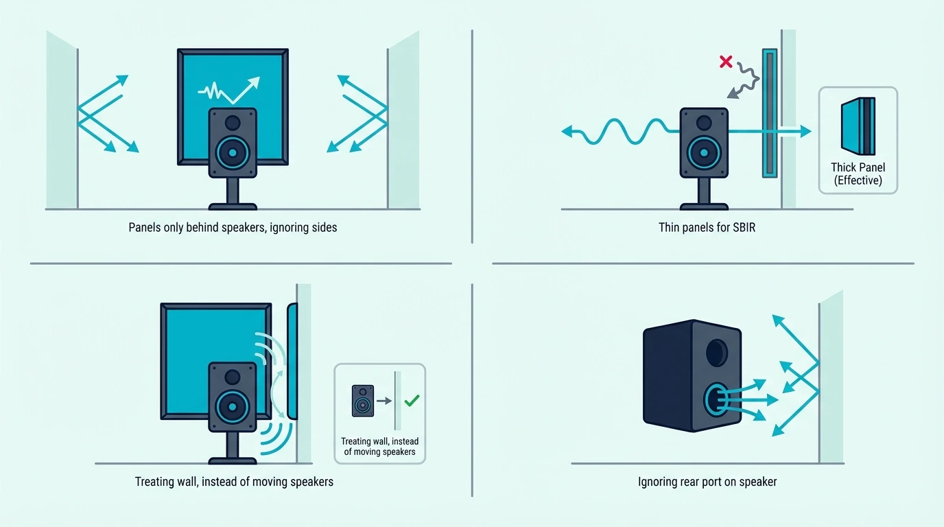 Common mistakes when placing panels behind speakers