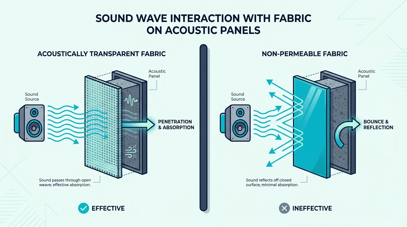 Corners folded neatly while covering an acoustic panel with fabric