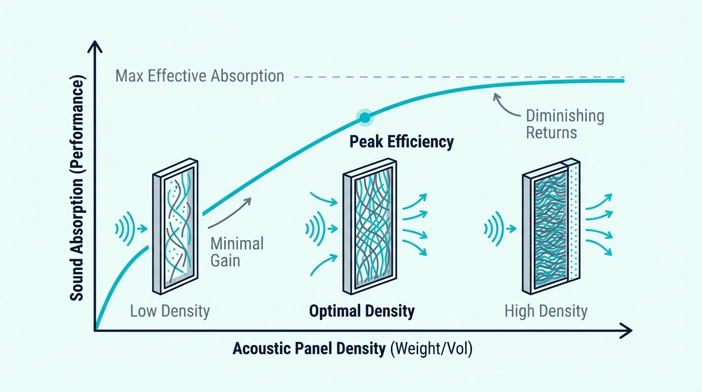 Diminishing returns curve for acoustic panel density