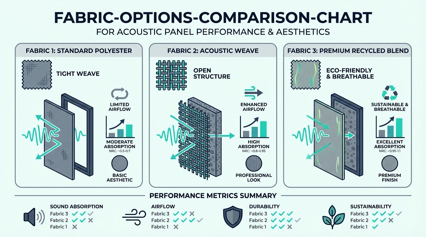 Comparison chart of fabric options for acoustic panels
