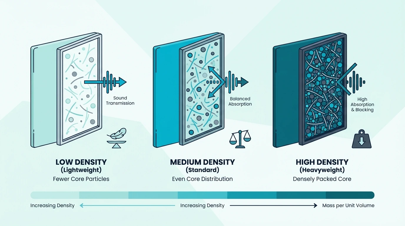 Material density comparison for acoustic panels