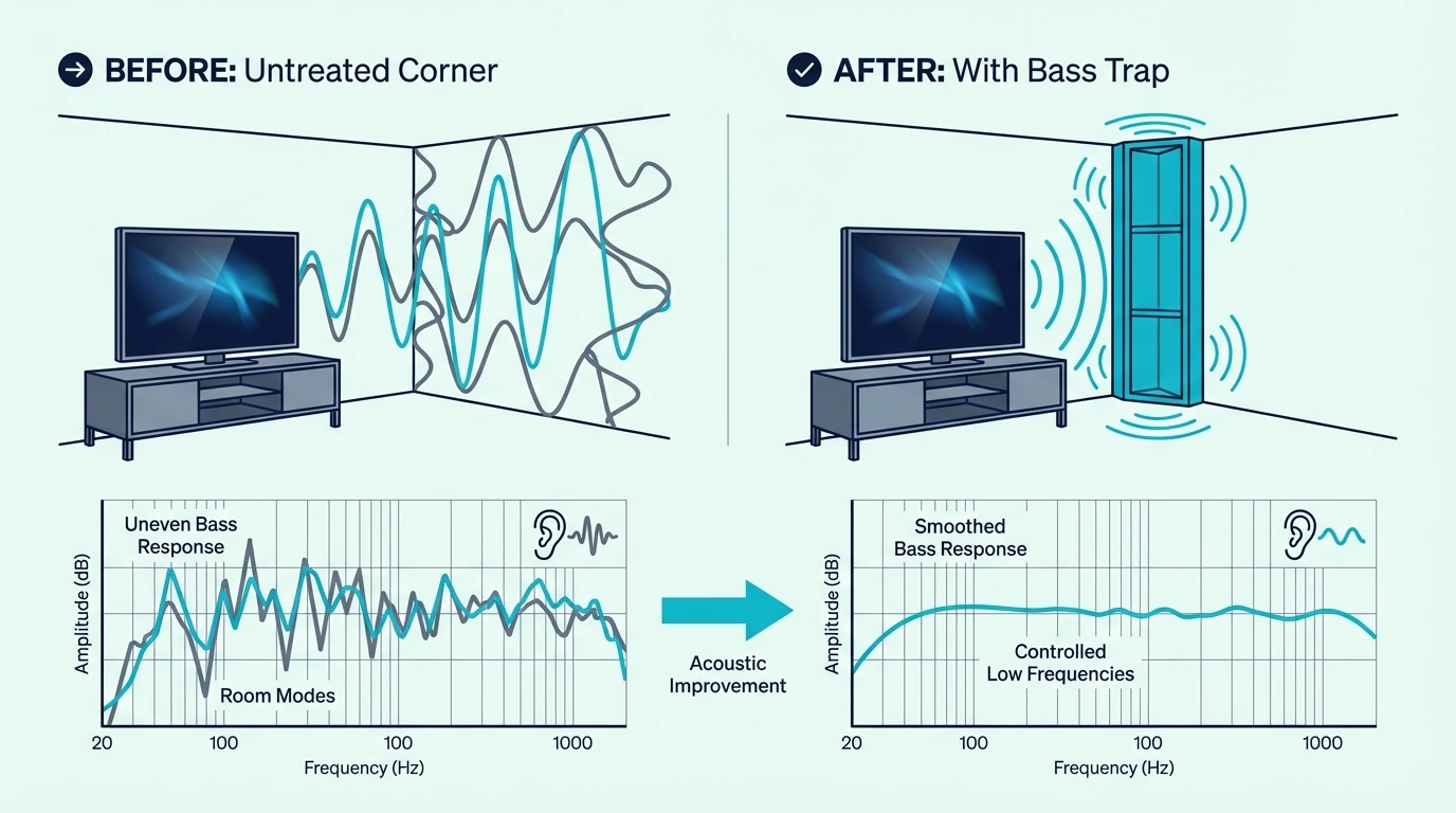 Bass traps in home theater corners