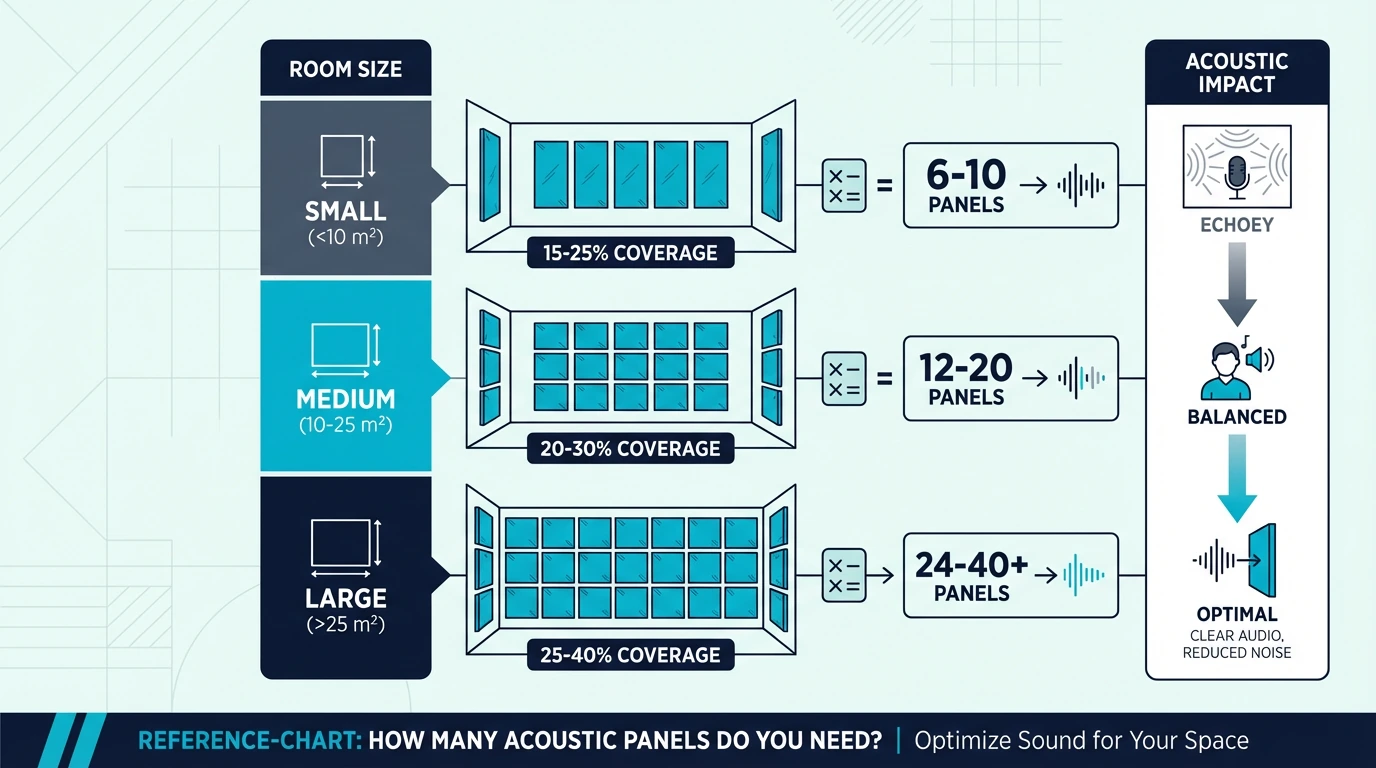 Reference chart for acoustic panel quantity planning