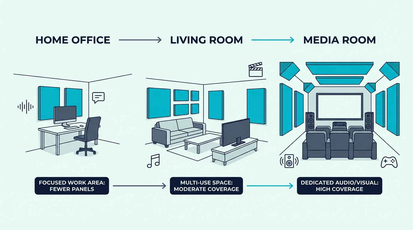 Acoustic panel recommendations by room type