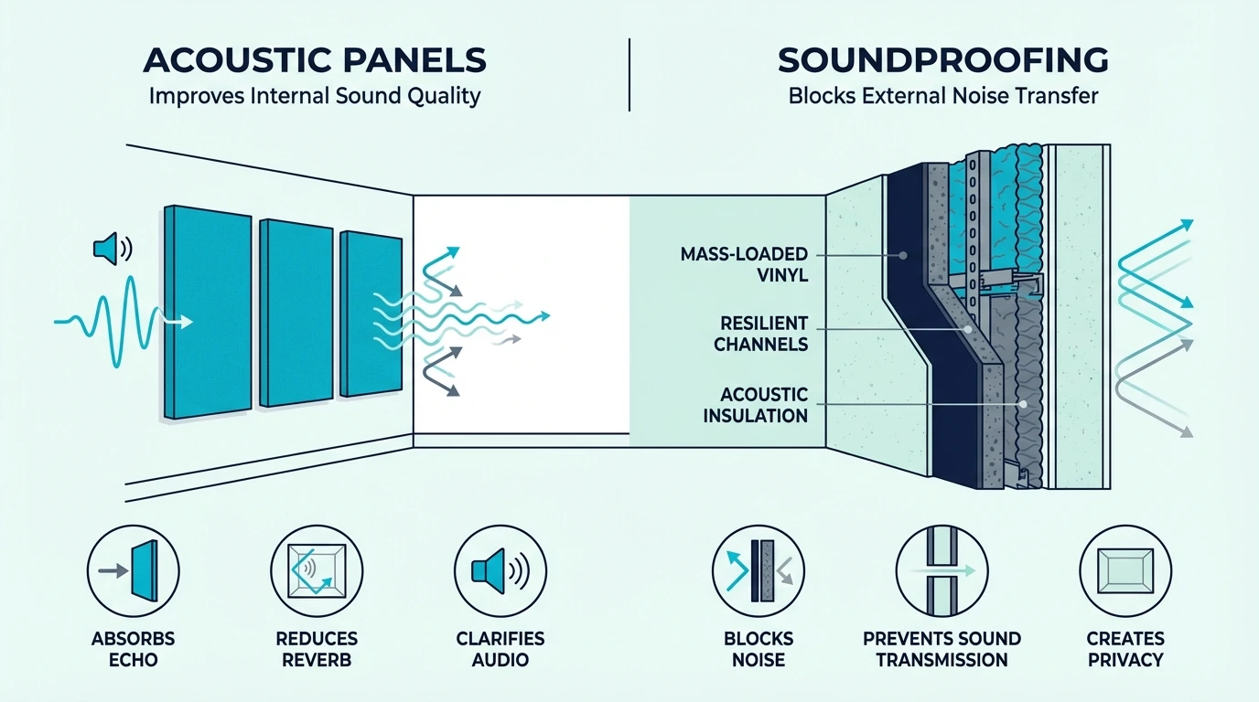 Acoustic Panels vs Soundproofing: Absorb vs Block