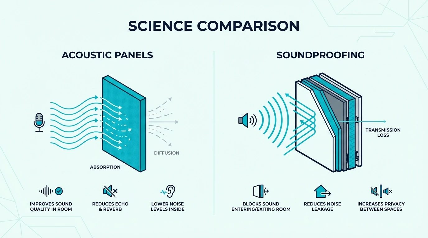 Comparison of sound absorption and sound blocking