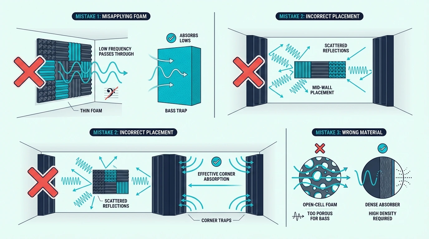 Common mistakes when choosing bass traps or acoustic foam
